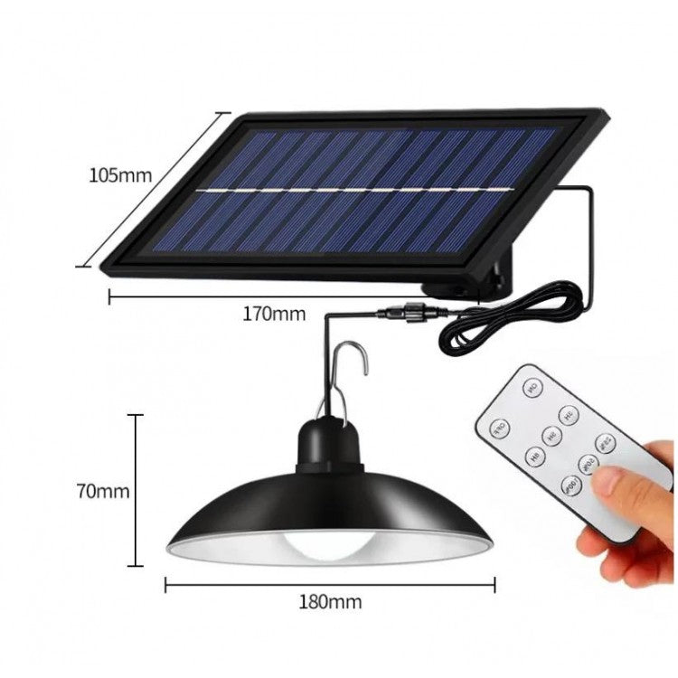 Set 3 x Lampa Solara LED Suspendata cu Telecomanda XF-707 – Panou Solar Extern, Iluminat Exterior Curte
