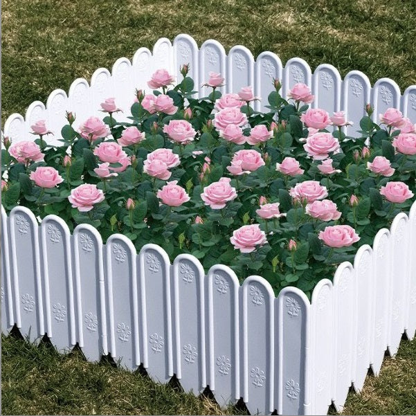 Set 6 Garduri Decorative Premium pentru Gradina, 20x22 cm, Alb Elegant, Lungime Totala 1.2m, Rezistente la Intemperii