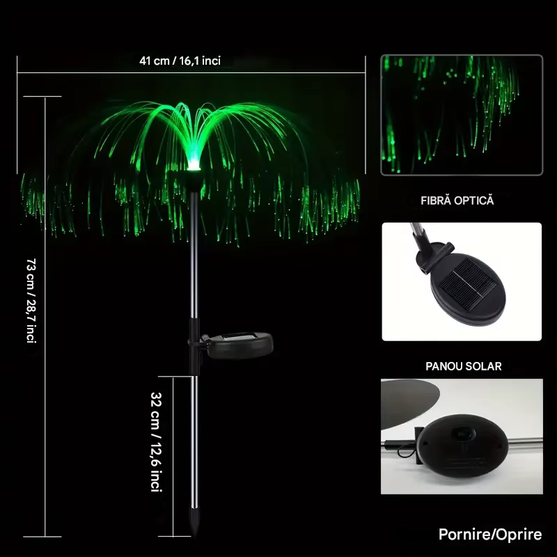 Set 4 x Lampa Solara Tip Palmier LED Multicolora pentru Gradina – Efect Foc de Artificii