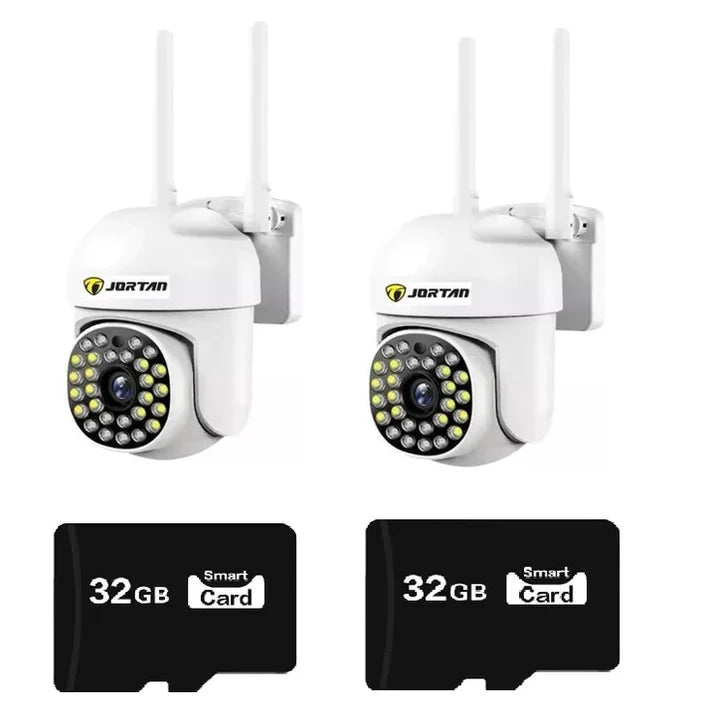 Set 2x Camere Supraveghere Video Jortan JT-8161, Detectie Umana, Full HD, WiFi, Exterior + 2x Card 32GB