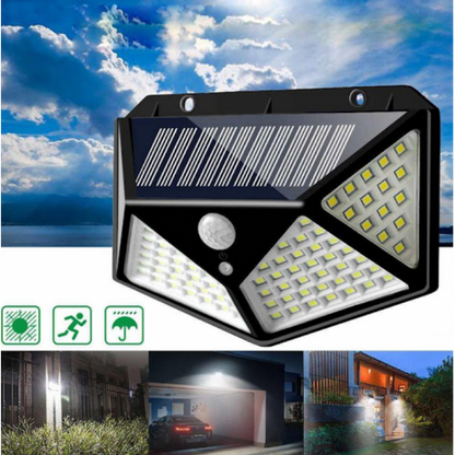 Set 10 x Lampa Solara cu Senzor de Miscare, 100 LED, Iluminare 3 Laturi, IP65 pentru Exterior