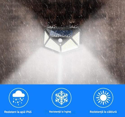 Set 10 x Lampa Solara cu Senzor de Miscare, 100 LED, Iluminare 3 Laturi, IP65 pentru Exterior