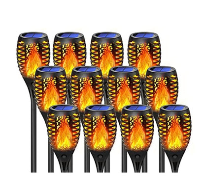 Set 2 x Lampa Solara Tip Torta cu Efect Flacara 51.5 cm – Iluminat Decorativ Exterior pentru Gradina, Alee si Curte