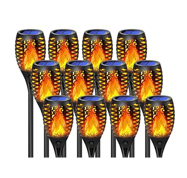 Set 4 x Lampa Solara Tip Torta cu Efect Flacara 51.5 cm – Iluminat Decorativ Exterior pentru Gradina, Alee si Curte