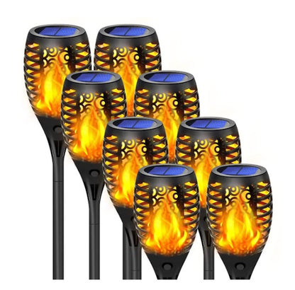 Set 8 x Lampa Solara Tip Torta cu Efect Flacara 51.5 cm – Iluminat Decorativ Exterior pentru Gradina, Alee si Curte