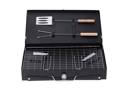 Gratar Pliabil Tip Valiza din Otel – Gratar Portabil cu Capac si Accesorii, Ideal pentru Camping si Gradina