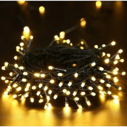 Set 2 x Decoratiune Solara 100 LED, 10 Metri Alb Cald – Rezistente la Intemperii, pentru Casa, Curte, Terasa
