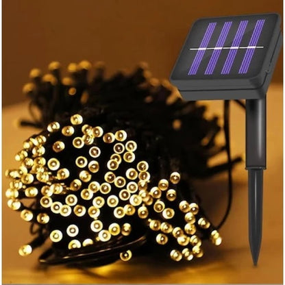 Set 2 x Decoratiune Solara 100 LED, 10 Metri Alb Cald – Rezistente la Intemperii, pentru Casa, Curte, Terasa