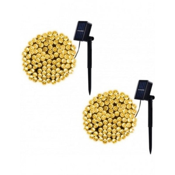 Set 2 x Decoratiune Solara Exterior 30m cu 300 LED Alb Cald – Ghirlanda Luminoasa pentru Gradina, Terasa, Curte, IP65