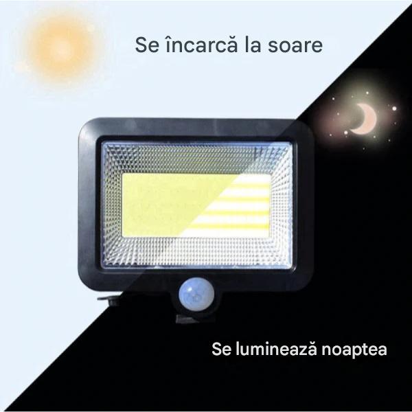 Set 2 x Lampa Solara LED SL-F100 cu Senzor de Miscare – Proiector Exterior cu Panou Solar, Iluminare Curte si Gradina