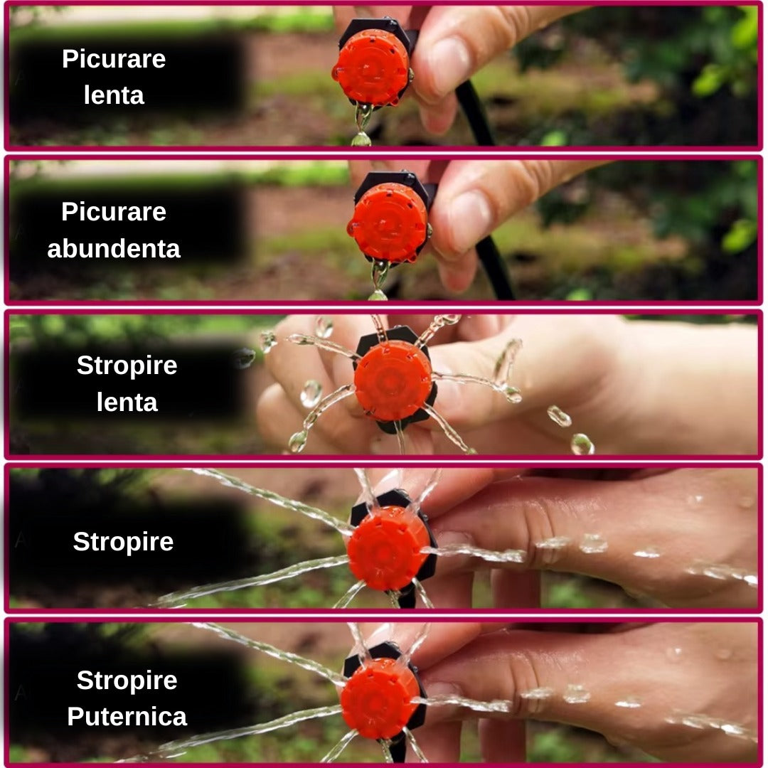 Sistem Irigare prin Picurare 15 Metri – Kit Complet cu Furtun, Picuratori si Conectori pentru Gradina si Legume