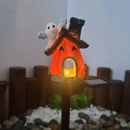 Set 3 x Lampa Solara Gradina Model Casuta Misterioasa, 30 cm, LED Exterior, Rezistenta la Ploaie