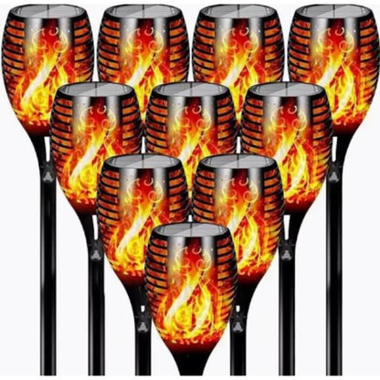 Set 10 x Lampa cu incarcare solara solara tip torta cu efect flacara 51.5 cm, Rezistenta la Apa