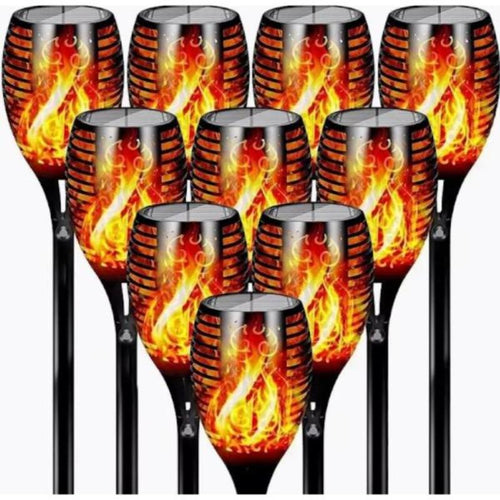 Set 10 x Lampa cu incarcare solara solara tip torta cu efect flacara 51.5 cm, Rezistenta la Apa