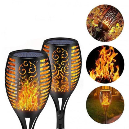 Set 10 x Lampa cu incarcare solara solara tip torta cu efect flacara 51.5 cm, Rezistenta la Apa