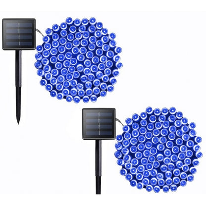 Set 4 x Ghirlanda Solara 100 LED, 10 Metri Albastru – Iluminat Decorativ Exterior cu Panou Solar, Rezistente la Intemperii