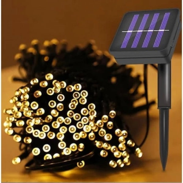 Set 4 x  Ghirlanda Solara 100 LED, 10 Metri Alb Cald– Iluminat Decorativ Exterior cu Panou Solar, Rezistente la Intemperii