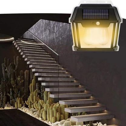 Set 3 x Lampa Solara Exterior cu 2 Becuri LED si Senzor de Miscare - Super Luminoasa, Rezistenta la Apa IP65