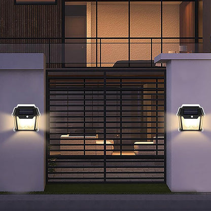 Set 3 x Lampa Solara Exterior cu 2 Becuri LED si Senzor de Miscare - Super Luminoasa, Rezistenta la Apa IP65