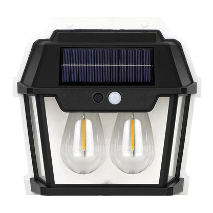 Lampa Solara Exterior cu 2 Becuri LED si Senzor de Miscare - Super Luminoasa, Rezistenta la Apa IP65
