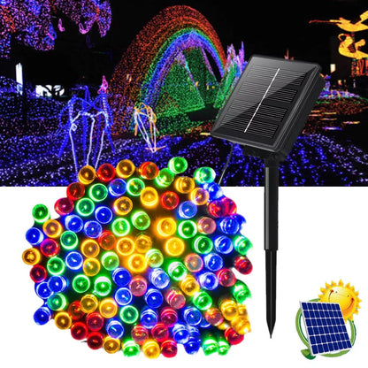 Set 2 x Decoratiune Solara 100 LED, 10 Metri Multicolor – Rezistente la Intemperii, pentru Casa, Curte, Terasa