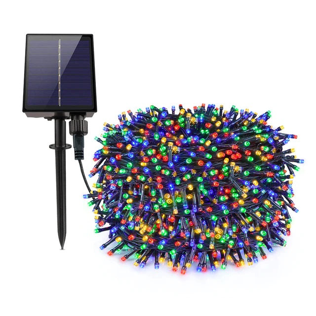 Set 2 x Decoratiune Solara 100 LED, 10 Metri Multicolor – Rezistente la Intemperii, pentru Casa, Curte, Terasa