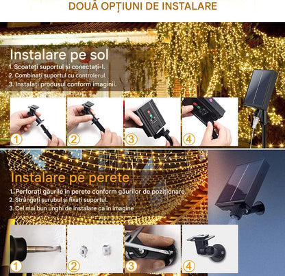 Set 3 x Ghirlanda Solara 100 LED, 10 Metri Multicolor – Rezistente la Intemperii, pentru Casa, Curte, Terasa