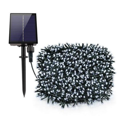 Decoratiune Solara Exterior 100 Metri, 1000 LED Alb Rece, IP44 – Lumini Solare pentru Gradina, Casa si Evenimente