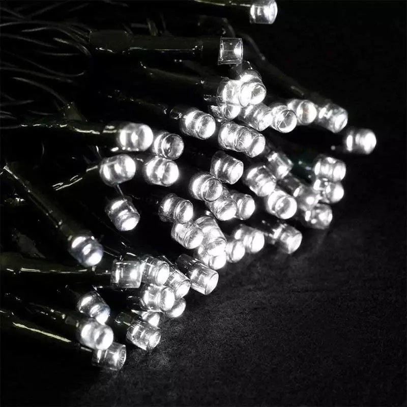 Set 2 x Decoratiune Solara Exterior 50m cu 500 LED Alb Rece – Ghirlanda Luminoasa pentru Gradina, Terasa, Curte, IP65