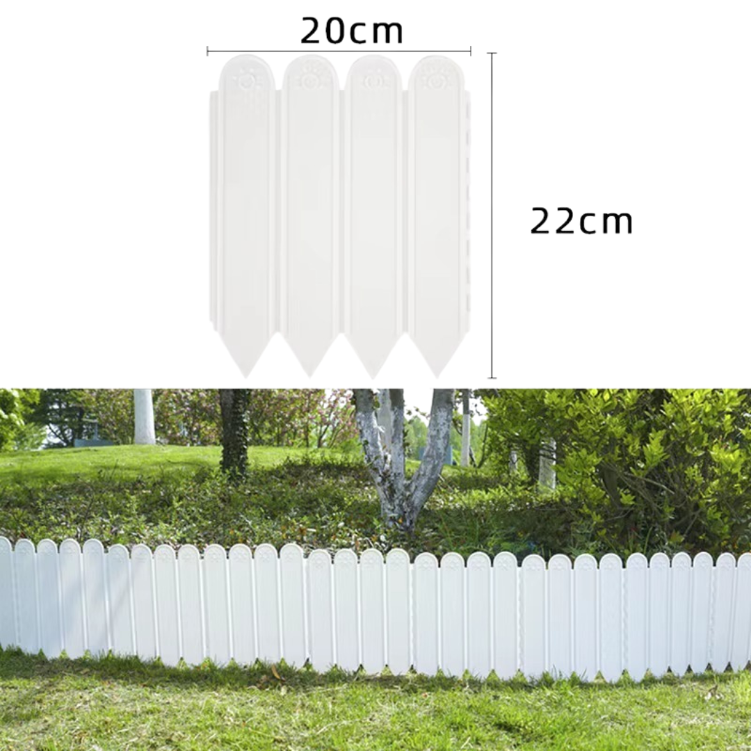 Set 12 Garduri Decorative Premium pentru Gradina, 20x22 cm, Alb Elegant, Lungime Totala 2.4 m, Rezistente la Intemperii