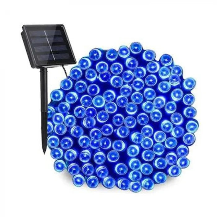 Decoratiune Solara Exterior 100m cu 1000 LED Albastru – Ghirlanda Luminoasa pentru Gradina, Terasa, Curte, IP65