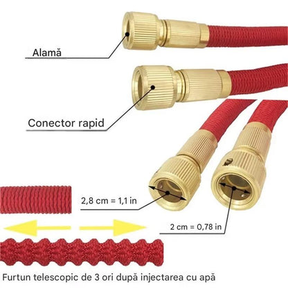 Furtun Extensibil Gradina 37M Magic Garden Hose Cu Accesoriu pentru Stropit, 8 Functii, Rezistent La Presiune, Diverse Culori