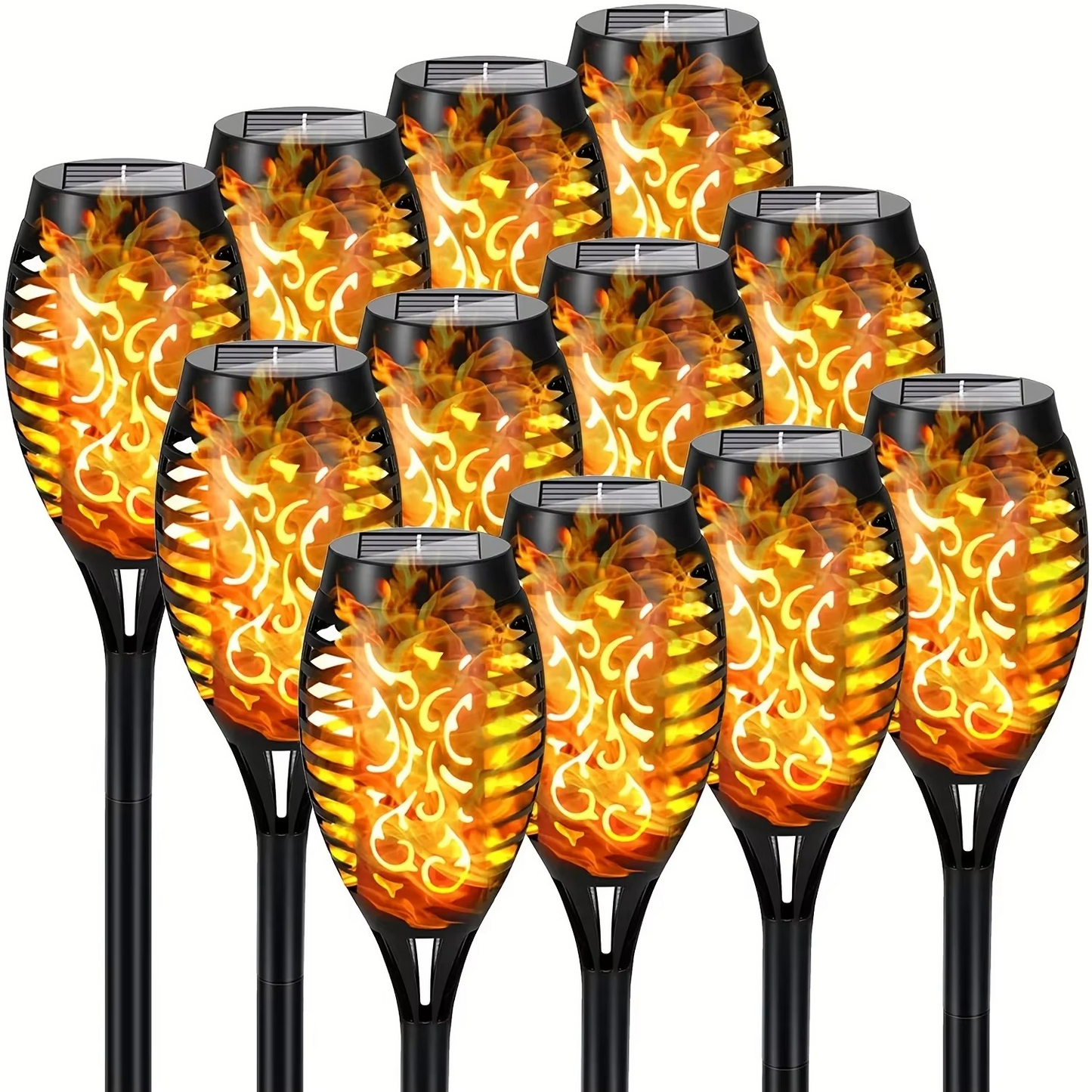 Set 20 x Lampa Solara Tip Torta cu Efect Flacara 51.5 cm – Iluminat Decorativ Exterior pentru Gradina, Alee si Curte