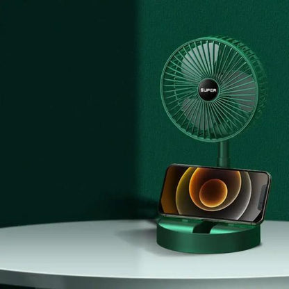 Ventilator de Masa LI Multifunctional 3 in 1 cu Suport pentru Telefon, Inaltime Reglabila, Pliabil, Silentios, 2000 mAh