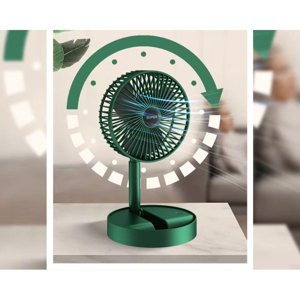 Ventilator de Masa LI Multifunctional 3 in 1 cu Suport pentru Telefon, Inaltime Reglabila, Pliabil, Silentios, 2000 mAh