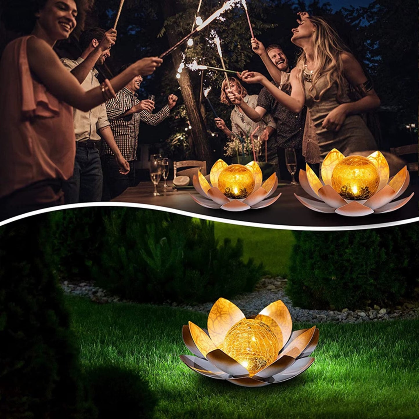 Lampa Solara LED LOTUS pentru Gradina – Iluminare Decorativa Exterior, Lumina Calda, Rezistenta la Apa