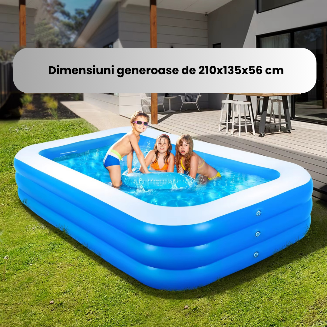 Piscina Gonflabila Mare pentru Gradina 210x135x56 cm – Piscina Copii si Adulti pentru Exterior, Vara