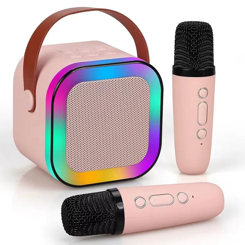 Set Karaoke cu 2 Microfoane, Boxa Portabila Bluetooth USB, Iluminare RGB cu 5 Moduri, Baterie Reincarcabila, 6W RAE