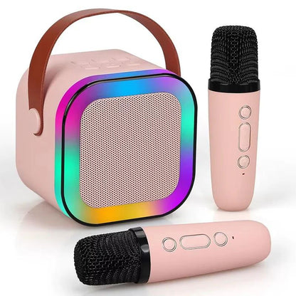 Set Karaoke cu 2 Microfoane, Boxa Portabila Bluetooth USB, Iluminare RGB cu 5 Moduri, Baterie Reincarcabila, 6W RAE