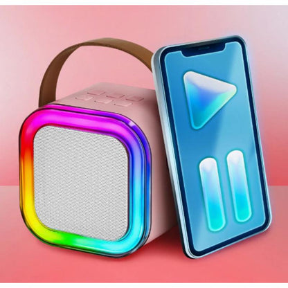 Set Karaoke cu 2 Microfoane, Boxa Portabila Bluetooth USB, Iluminare RGB cu 5 Moduri, Baterie Reincarcabila, 6W RAE