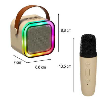Set Karaoke cu 2 Microfoane, Boxa Portabila Bluetooth USB, Iluminare RGB cu 5 Moduri, Baterie Reincarcabila, 6W RAE