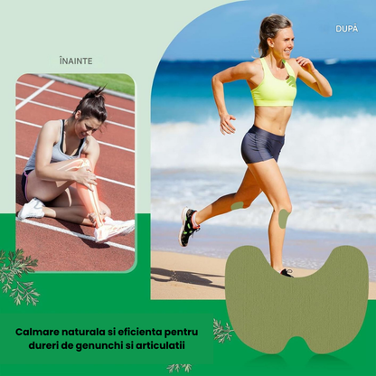 Set 100 Plasturi pentru Genunchi, Formula Naturala cu Plante Medicinale, Calmare Rapida a Durerii Articulare