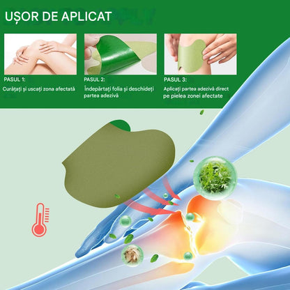 Set 100 Plasturi pentru Genunchi, Formula Naturala cu Plante Medicinale, Calmare Rapida a Durerii Articulare