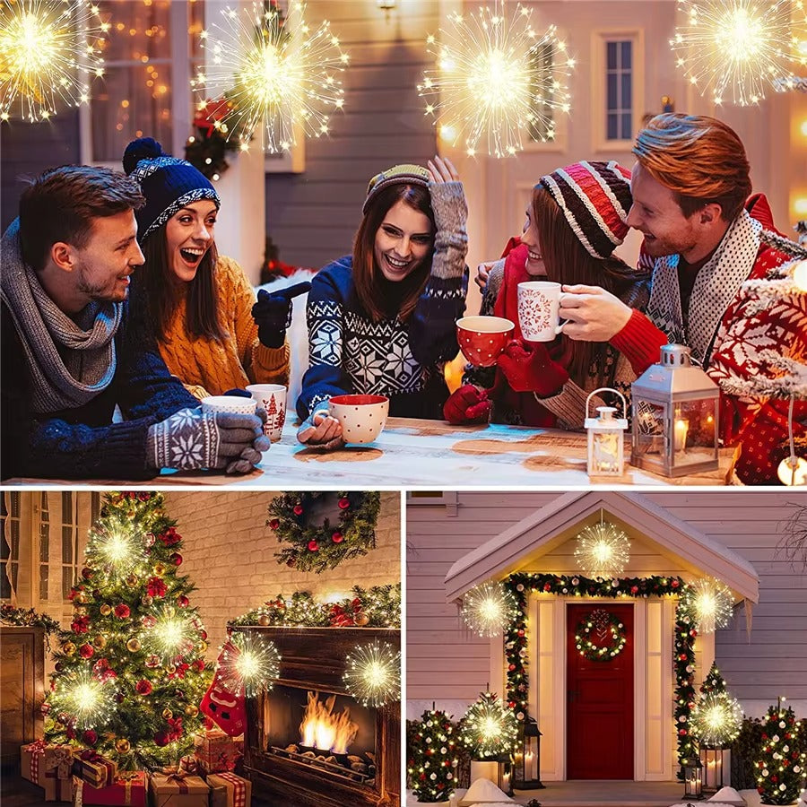 Decoratiune Tip Artificii 500 LED Alb Cald, 5 Sfere Luminoase, Interconectabila, 8 Jocuri de Lumini, Interior/Exterior