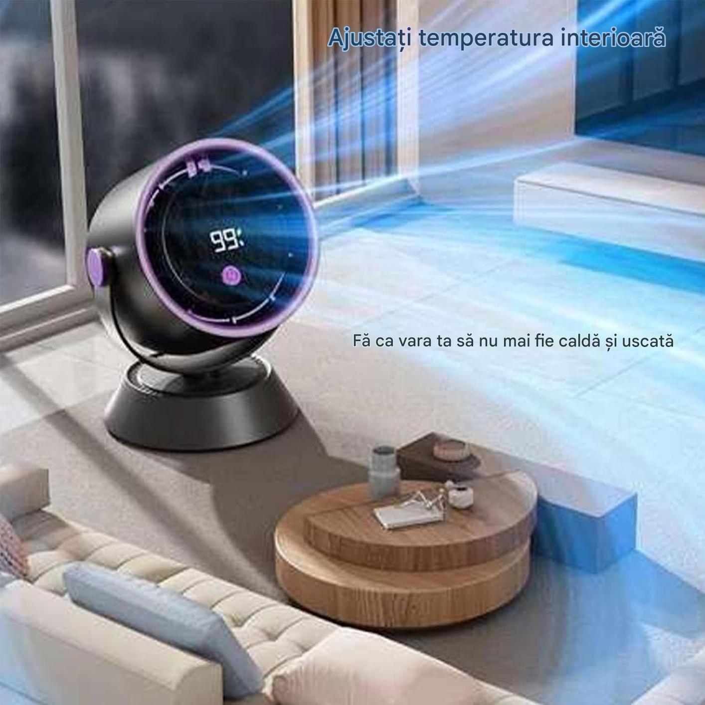 Ventilator Portabil Reincarcabil Cu Afisaj Digital, Clips Reglabil si Rotire 360 Grade, Silentios, Diverse Culori
