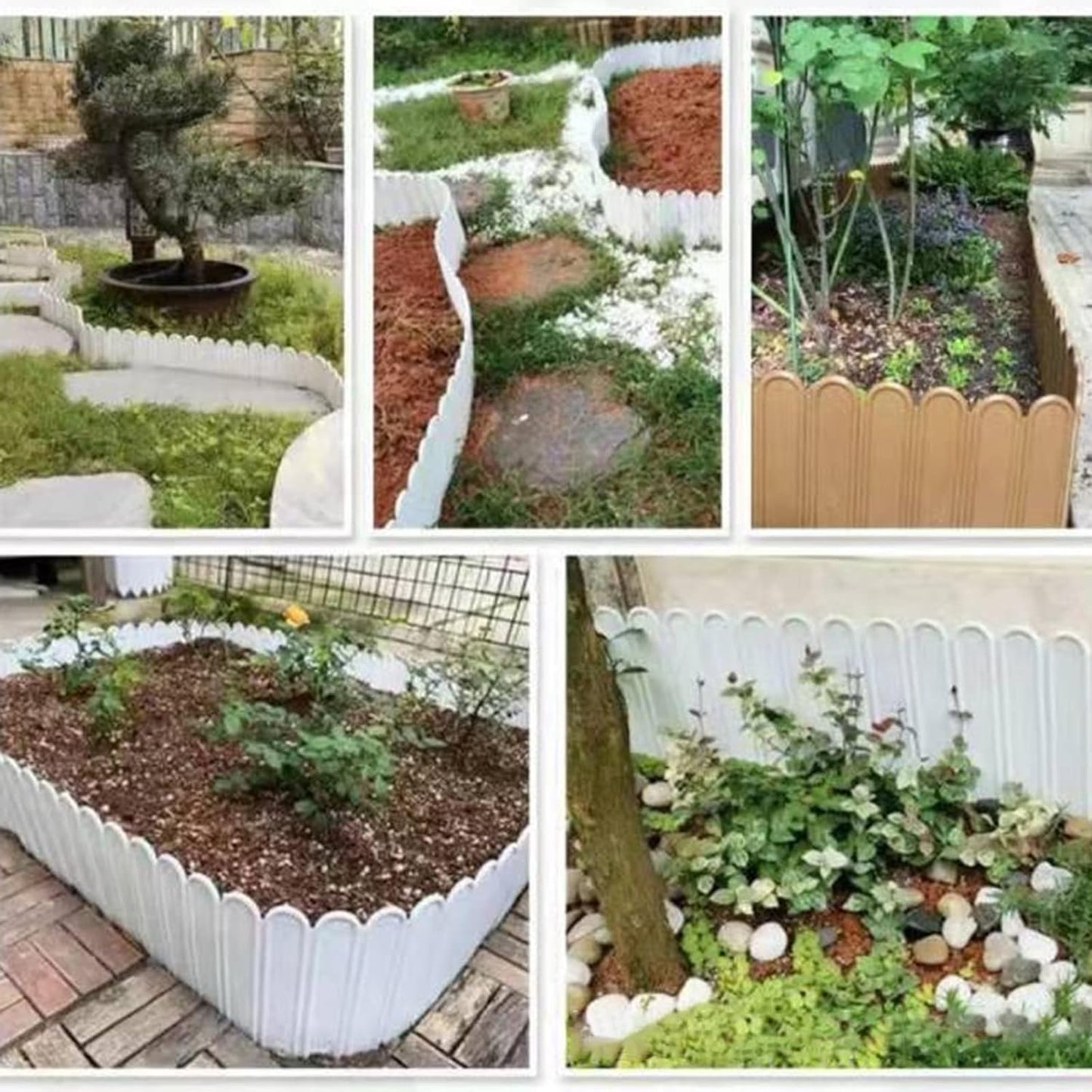 Set 6 Garduri Decorative Premium pentru Gradina, 20x22 cm, Alb Elegant, Lungime Totala 1.2m, Rezistente la Intemperii