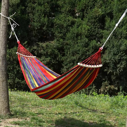 Hamac Multicolor 200x80 cm cu Bare din Lemn – Hamac Gradina pentru Relaxare, Terasa si Camping