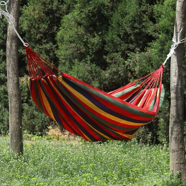 Set 2 x Hamac Multicolor 180x80 cm din Bumbac – Hamac Gradina si Camping cu Sistem de Prindere Inclus