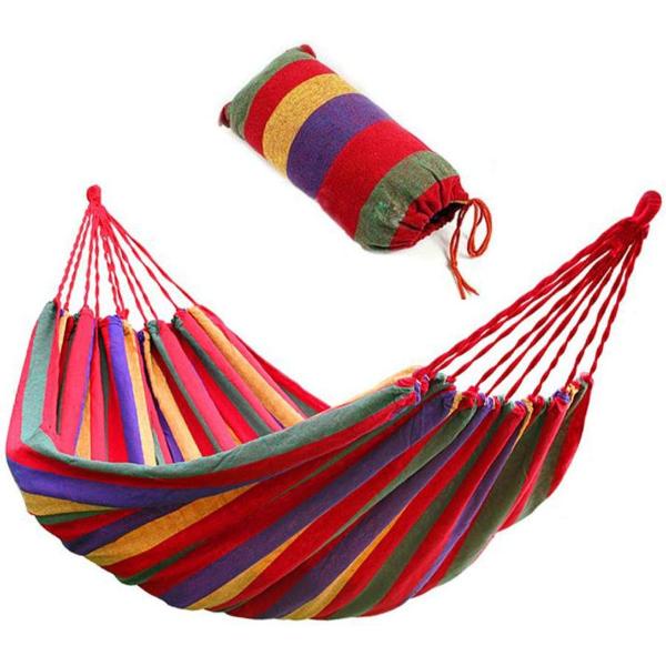 Hamac Multicolor 180x80 cm din Bumbac – Hamac Gradina si Camping cu Sistem de Prindere Inclus