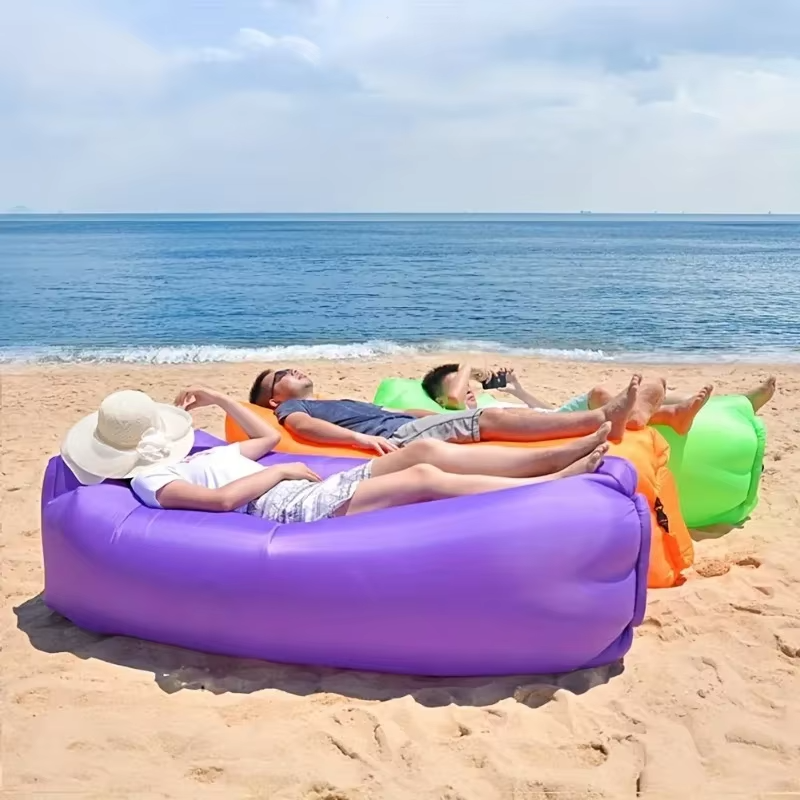Saltea Gonflabila Sezlong Lazy Bag cu Umflare Rapida fara Pompa – Ideala pentru Plaja, Piscina si Drumetii
